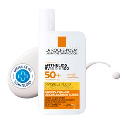 La Roche Posay Anthelios Invisible Fluid UVMune 400 LSF 50+: Sonnencreme für das Gesicht für zu Sonnenallergie neigende und empfindliche Haut