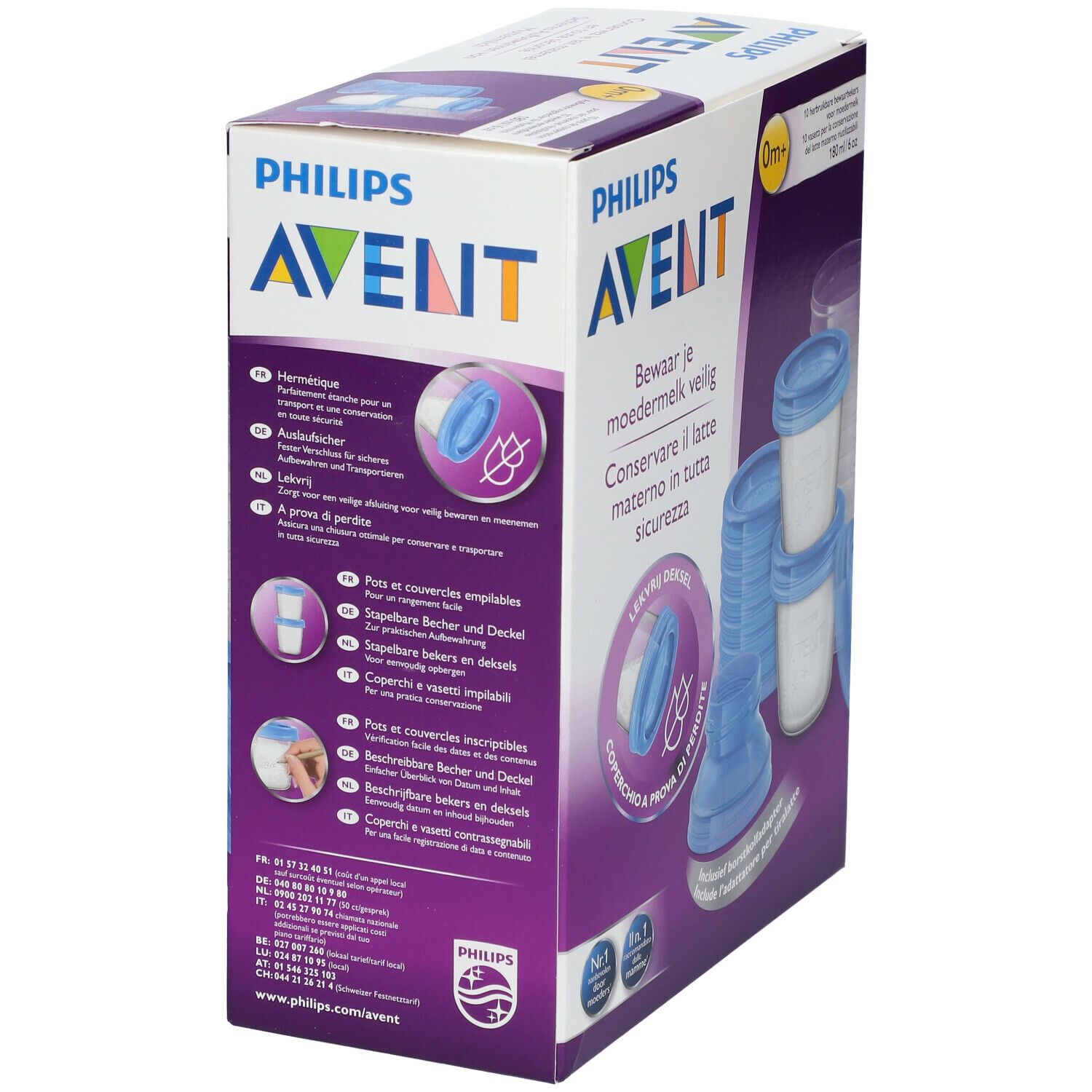 Philips Avent 10 Gläser zur Aufbewahrung von Muttermilch
