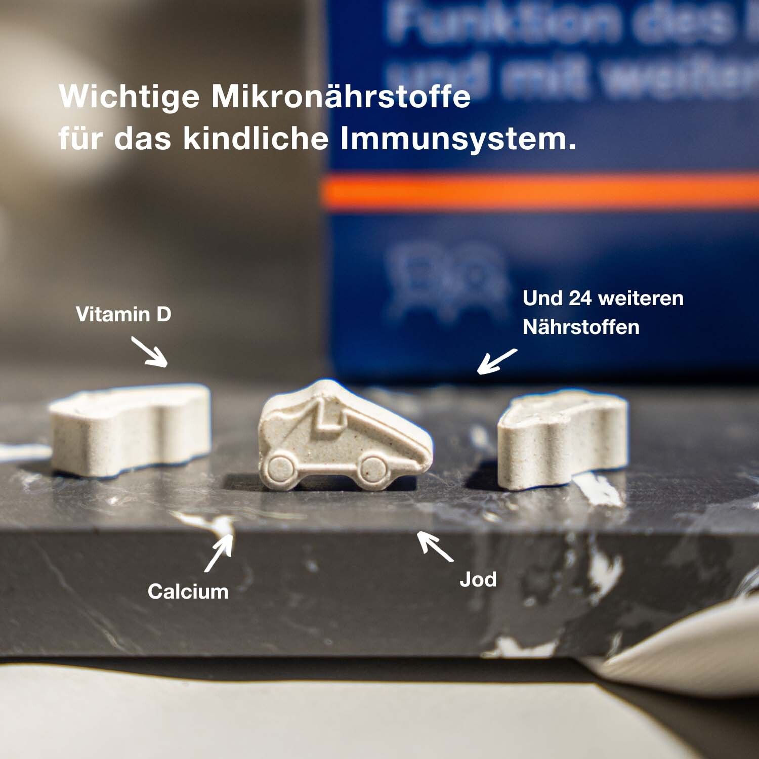 Orthomol junior C plus - mit Vitamin C als Beitrag zu einer normalen Funktion des Immunsystems - Mandarine/Orangen-Geschmack - Kautabletten