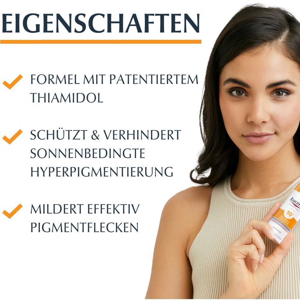 Eucerin® Pigment Control Sun Fluid LSF 50+ – Sehr hoher Sonnenschutz & sichtbare Milderung von vorhandenen Pigment- und Altersflecken