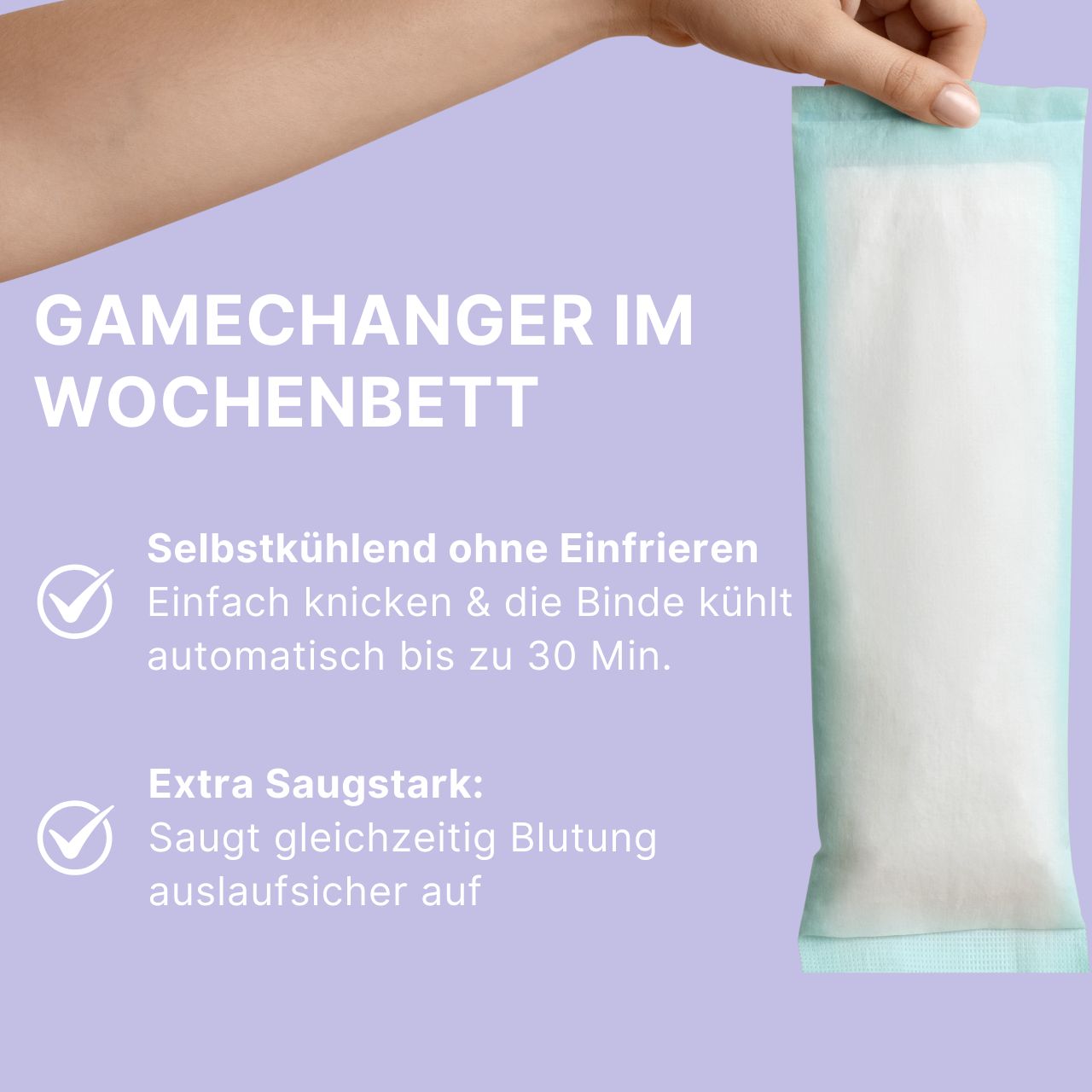MyClarella® Wochenbett-Kühlbinden absorbierend & selbstkühlend