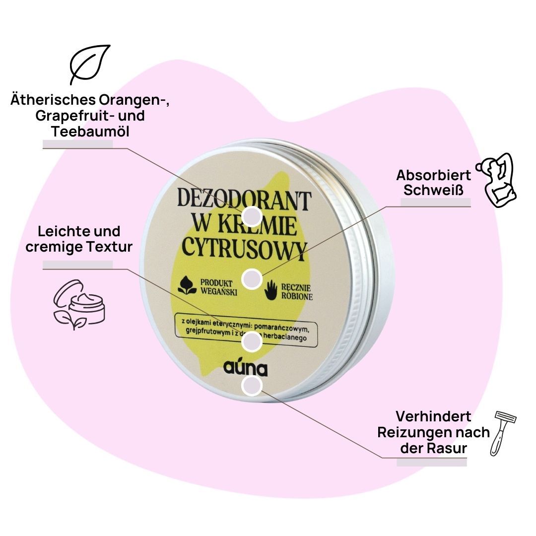 Auna Vegan Cremedeodorant Zitrus